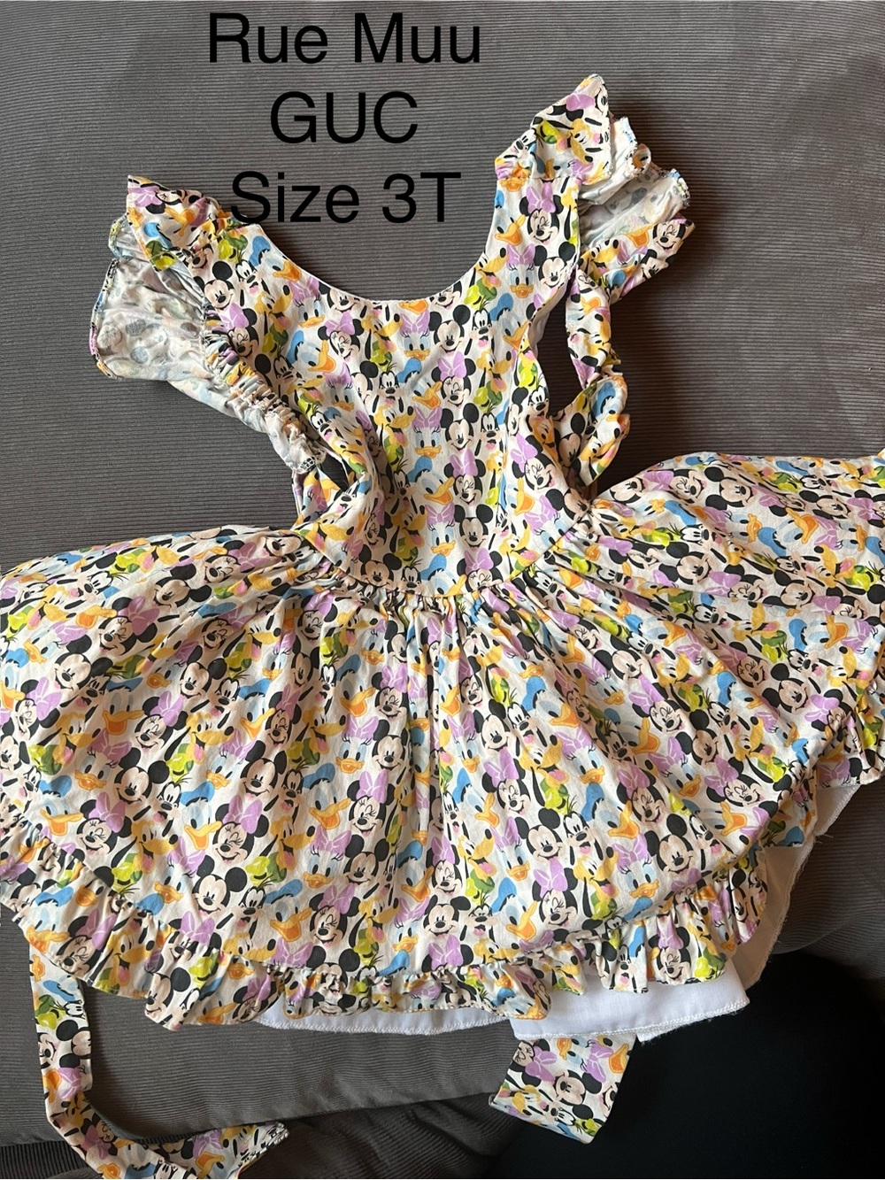 Girls' 3T Minnie Mouse Print Ruffle Dress - Pastel Multi